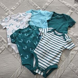 🔥5 FOR $25🔥NWOT 6 Pack Bundle Hanes Short Sleeve Onesies, 0-6M